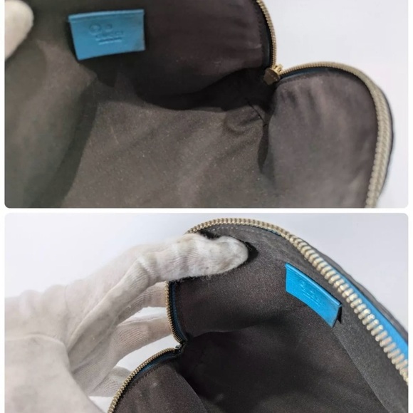 Authentic Gucci micro GG sima Pouch Purse blue green leather - Picture 12 of 16